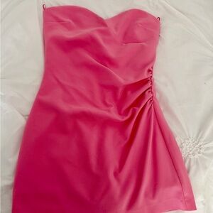 Zara Strapless Ruched Pink Cocktail Dress Size M